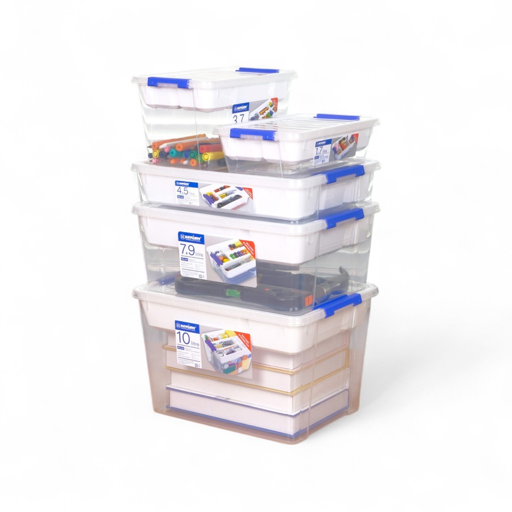 (ราคาต่อใบ) กล่องฝาล็อค เก็บของอเนกประสงค์ 1.7-10 ลิตร Keyway รุ่น EQ-01 , EQ-02 , EQ-03 , EQ-04 และ