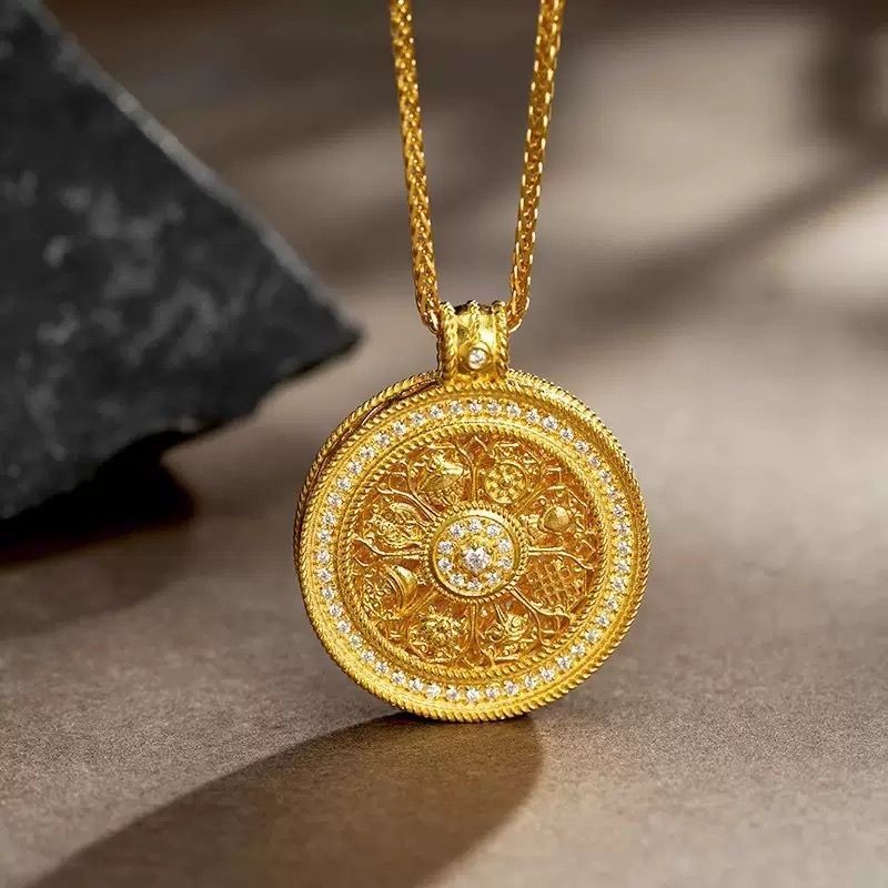 金店款项链沙新金金式可爱项链项链女学生盘吊雪款同款项链ทองสไตล์ร้านสร้อยคอเชือก Shajin สไตล์ใหม่หมุนได้SDF