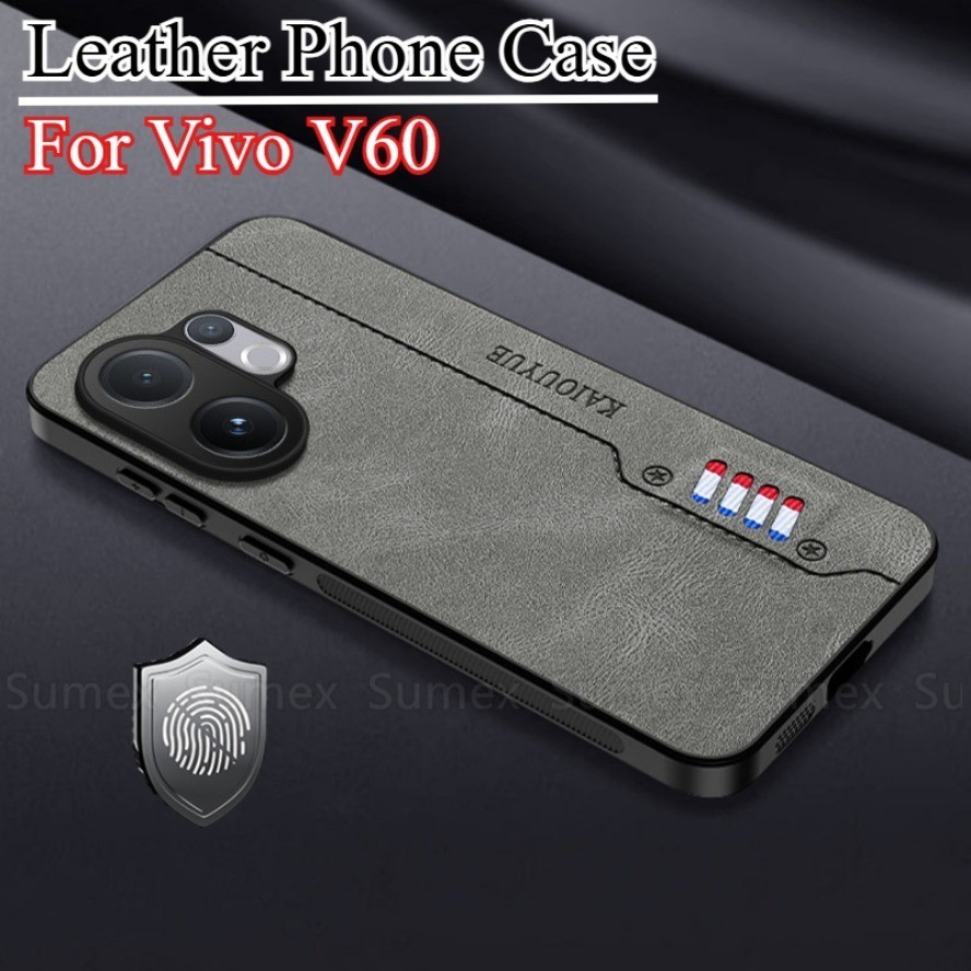ซองหนังสําหรับ Vivo V60 V2511 5G Simple Plain ธุรกิจโทรศัพท์ปกหลัง Soft TPU ซิลิโคนกล้องกันกระแทก Ha