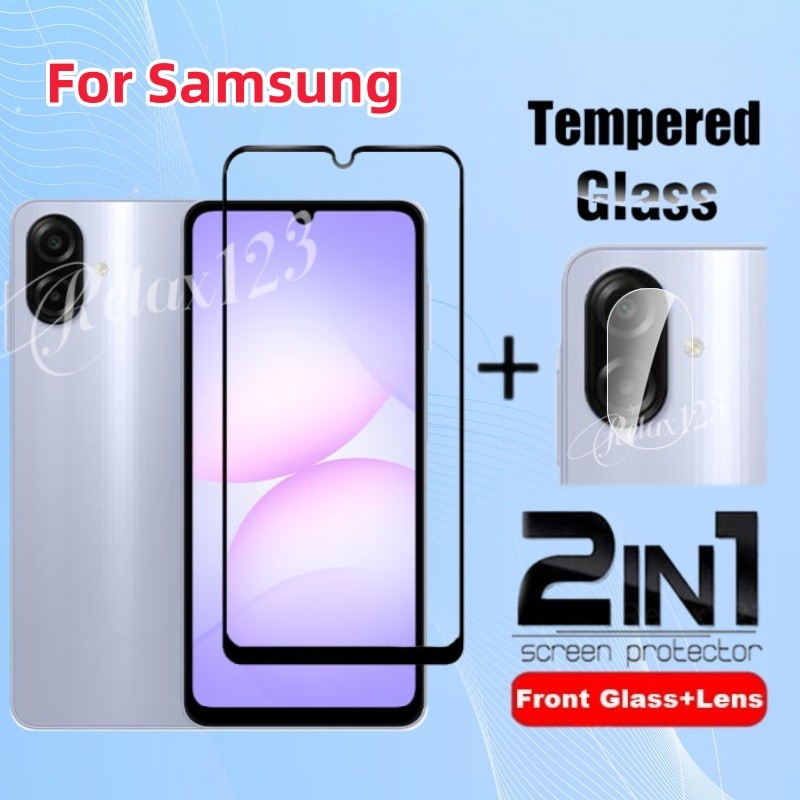 SAMSUNG สําหรับSamsung A07 4G 2025 2IN1 Full Screen ProtectorกระจกนิรภัยสําหรับSamsung Galaxy A17 A2