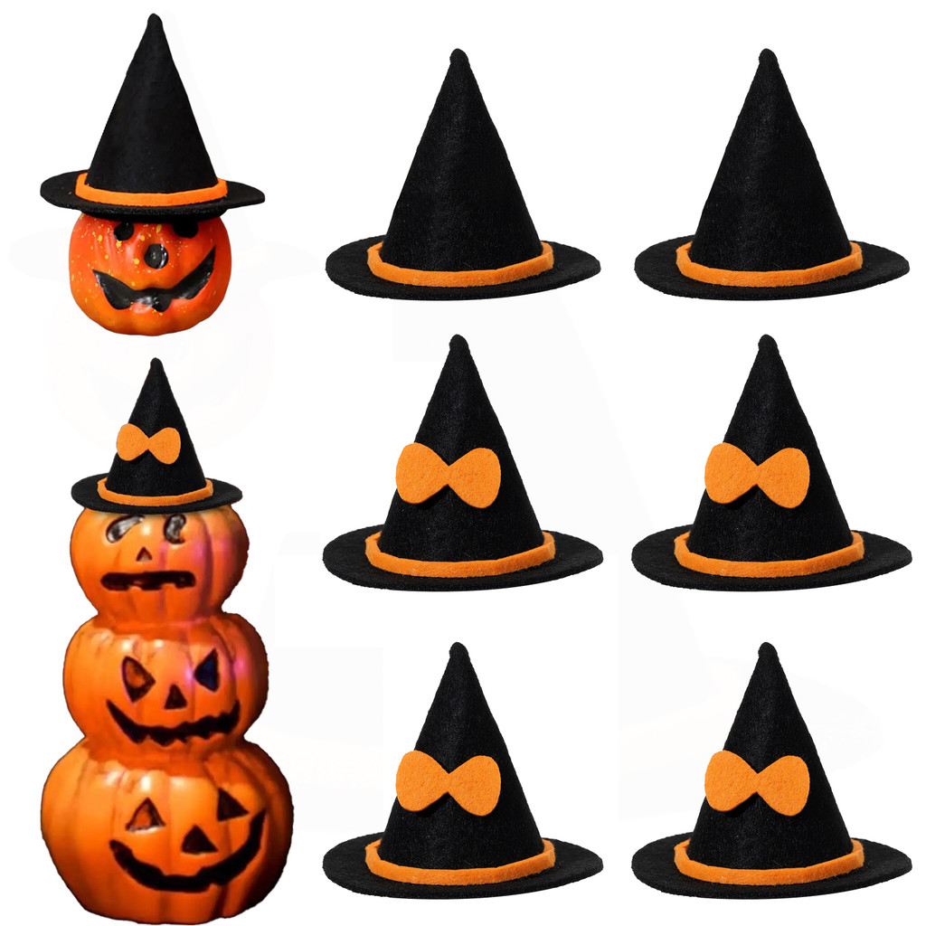 Spooky Witch Black Felt Hat Set Halloween Party Decorative Set Mini Witch Hat for Halloween