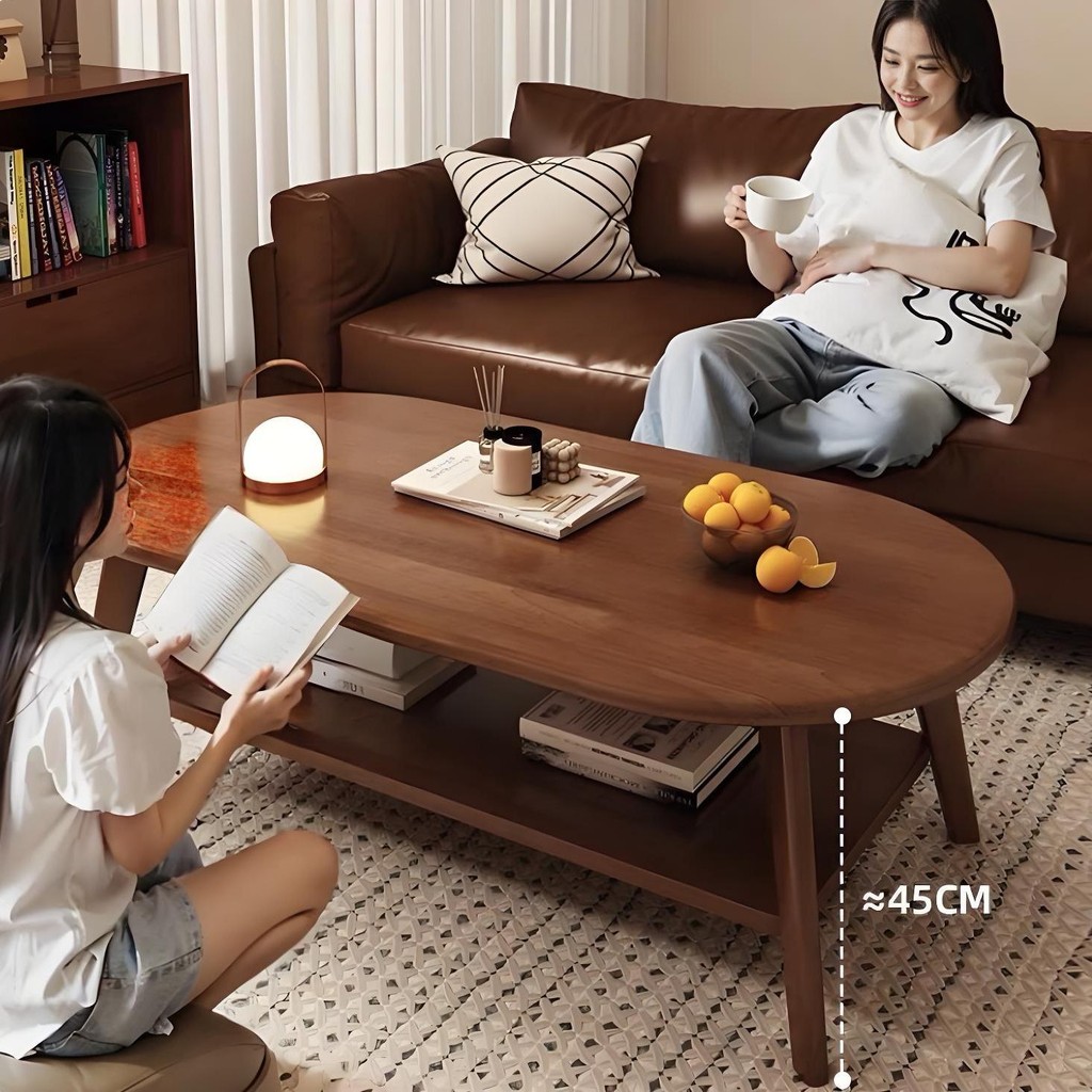 TTM โต๊ะห้องรับแขก 2 ชั้น โต๊ะกลางโซฟา 120/100/80cm โต๊ะกาแฟ สไตล์โมเดิร์น ผลิตจากไม้เเท้ เเข็งเเรงทนทาน