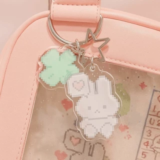 COPPERIX อะนิเมะพวงกุญแจ, Bunny Anti-lost จี้กระเป๋าตกแต่ง, Harajuku แฟชั่น Pixel ความงามกระเป๋าอุปกรณ์เสริมสําหรับสาว