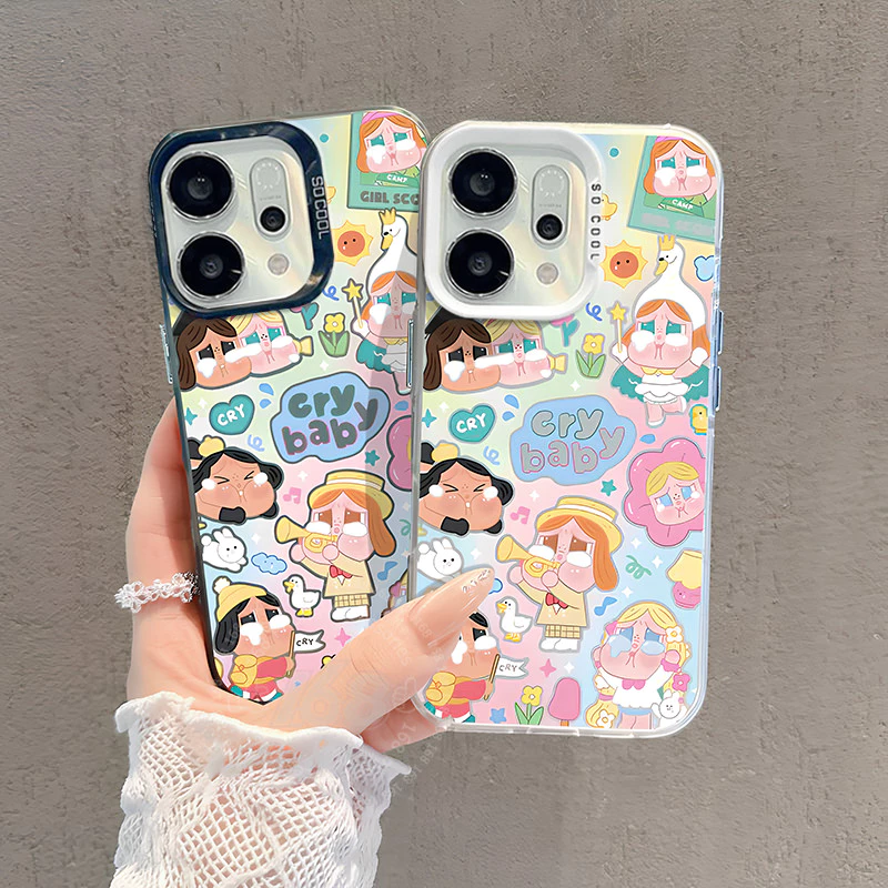 เคส OPPO Reno 14 15 16 14F 15F 16F 5G เคส OPPO Reno 14 15 16 Pro Max 5G เคสน่ารักไคร้เบบี้ Crybaby เด็กผู้หญิงอินเทรนด์กันกระแทกน่ารักกระต่ายฝ้าความรู้สึกกรณีสําหรับเด็กผู้หญิงเด็กผู้ชายนักเรียน