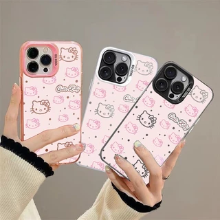 เคส IMD ชุบลายแมวคิตตี้สุดแฟชั่นเรียบง่ายเข้ากันได้กับ Vivo Y17s Y18 Y15 Y22 Y21 Y27 Y17 Y78 Y20 Y12i Y02 Y15s Y33s Y36