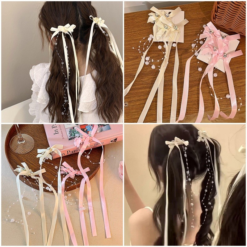 Ins ริบบิ ้ นโบว ์ คลิปผมโรแมนติกหวานผม Pins สไตล ์ เจ ้ าหญิง Hairclips Photo Props แฟชั ่ นอุปกรณ ์ เสริมผม