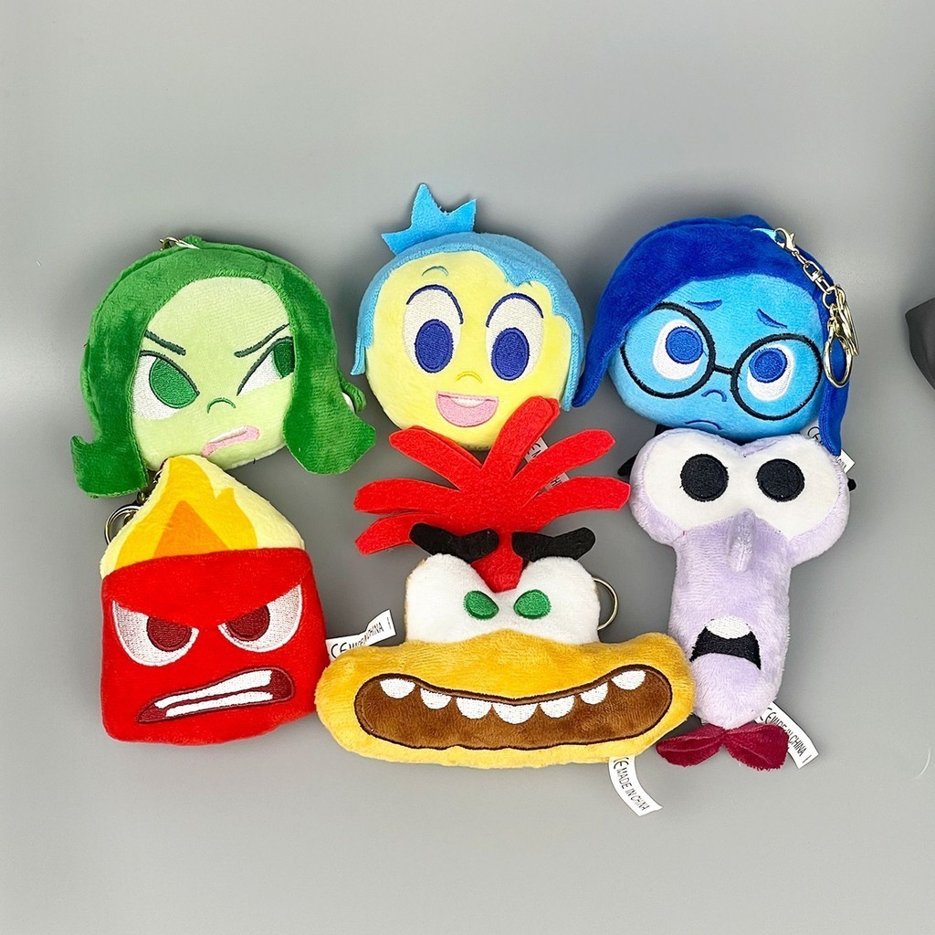 Inside Out 2 พวงกุญแจตุ๊กตา,Disney ความวิตกกังวล Anger Sadness Joy Fear Disgust ตุ๊กตาตุ๊กตาของเล่นสําหรับแฟนๆเด็กชายและเด็กหญิง