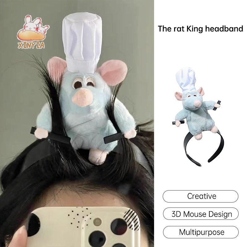 Ratatouille แถบคาดศีรษะตลกน่ารักสไตล์ Face Wash แถบคาดศีรษะการ์ตูน Plush แถบคาดศีรษะXINYIA