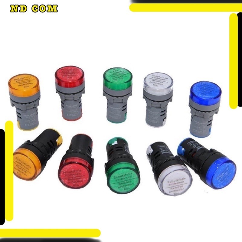 สุดคุ้ม! Pilot lamp LED 22mm ไพล็อตแลมป์ ขนาด 22มิล  12V DC/AC ,24V DC/AC,220  VAC ส่งทุกวัน