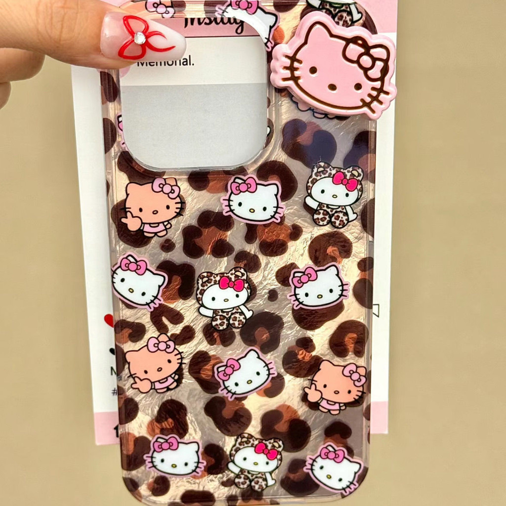 สินค้าใหม่เสือดาวพิมพ์ Bier KT Cat Apple 15promax เคสโทรศัพท์ 14/13/12 โปร่งใส XR/XSMAX/8 กันกระแทก 7plus