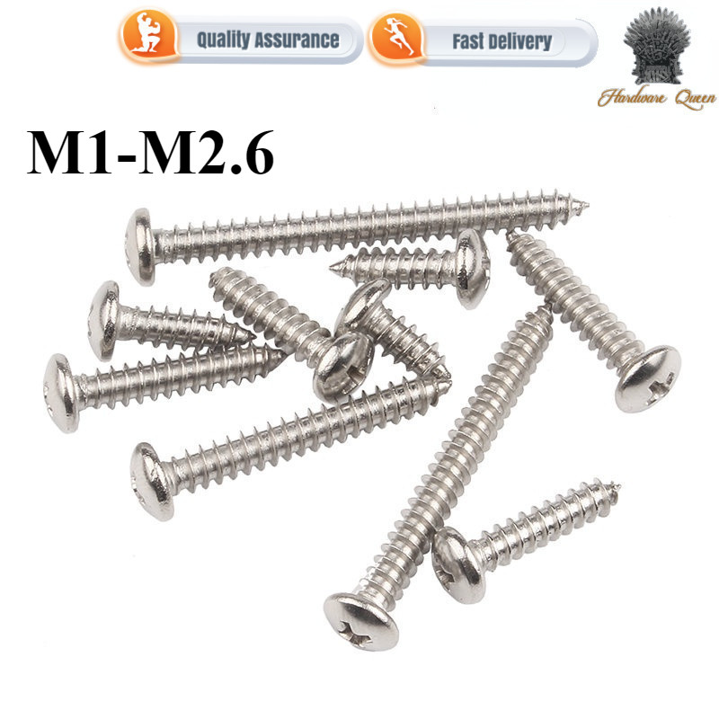 [QL2] สกรู สกรูแตะตัวเอง 304 สแตนเลสหัวกลม Phillips สกรูแตะตัวเอง M1M1.2M1.4M1.7 M2M2.2M2.6 ขายส่ง DIY เมตริก หลอดเร็ว