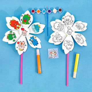 S15 พัดกระดาษ พัดกังหันระบายสี พัด DIY สำหรับนักเรียน อุปกรณ์ระบายสี เสริมการเรียนรู้ให้กับเด็ก
