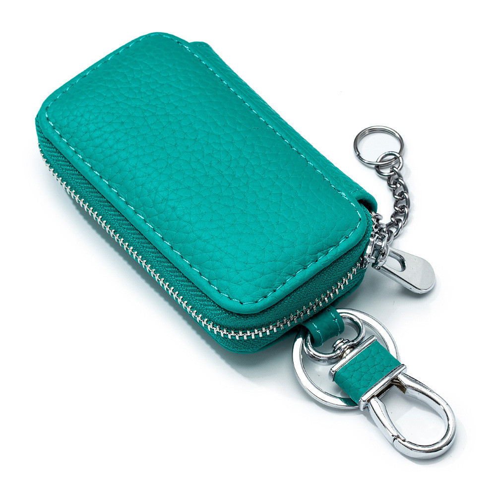 Unisex ของแท้หนังกระเป๋าสตางค์กุญแจรถผู้ชาย Key Holder แม่บ้านคีย์ Organizer ผู้หญิงกระเป๋าสตางค์พวงกุญแจครอบคลุมซิป Key Case