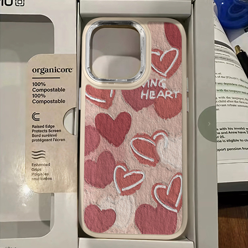 สีสัน Love Heart เคสโทรศัพท์สําหรับ Iphone 15 14 12 13 11 Pro Max X XS XR XsMax Se2020 7/8 Plus TPU Silicon Soft Case Premium กันกระแทกปกหลัง