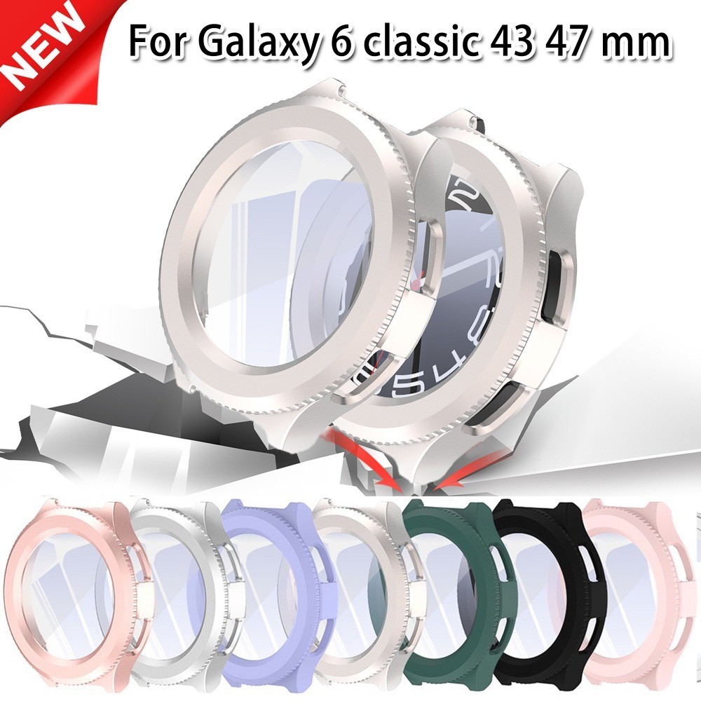 เคส + ตัวป้องกันหน้าจอสําหรับ Samsung Galaxy Watch 6 Classic 43mm 47mm PC Case Watch 6 Classic Glass + All-in-one Case