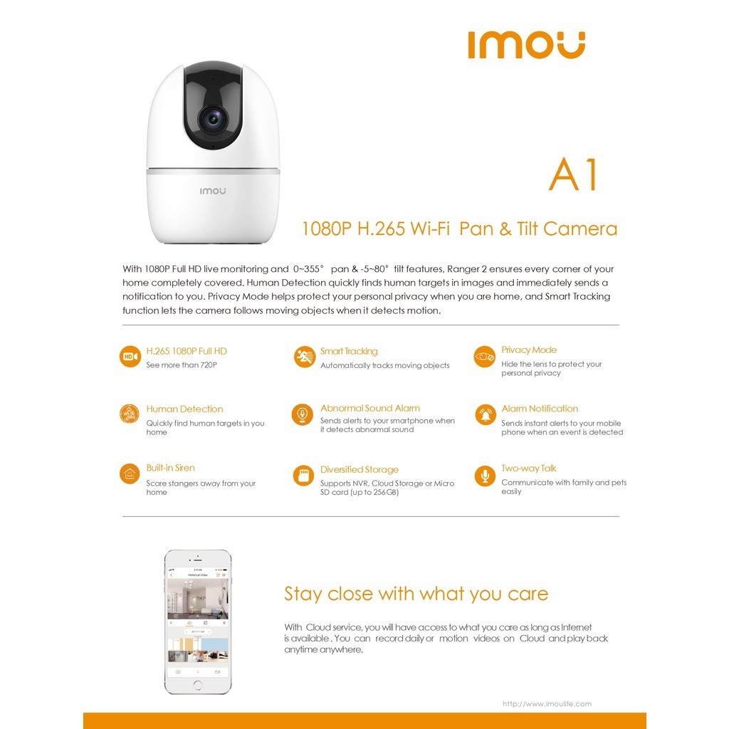 จับภาพได้ชัด IMOU กล้องวงจรปิด 2MP พูดคุยโต้ตอบได้ รุ่น IPC-A22EP-G-V2 (A1) / IPC-A22EP-G-V3 (A2) A2