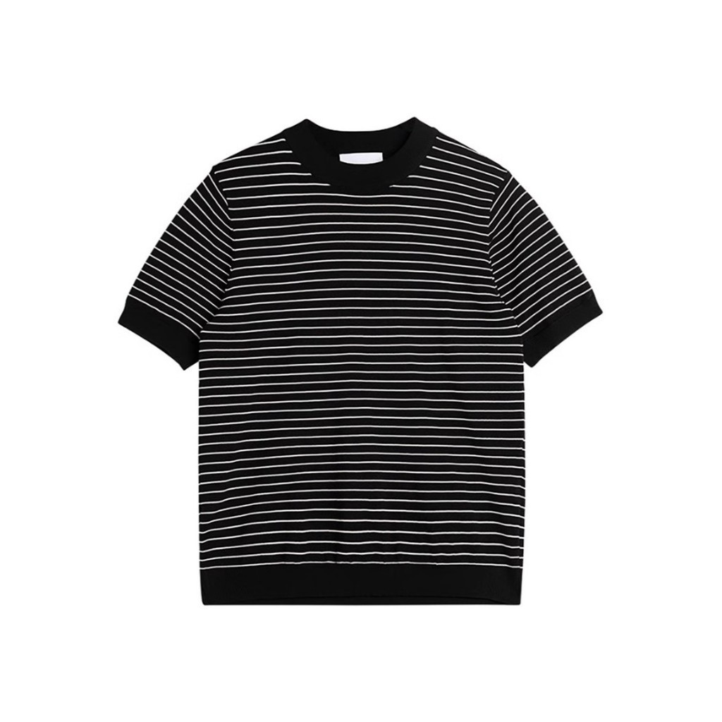 High-end อินเทรนด์หลวมเสื้อยืดผู้ชายฤดูร้อนผู้ชายรอบคอลายครึ่งแขนผู้ชาย Light Mature Top