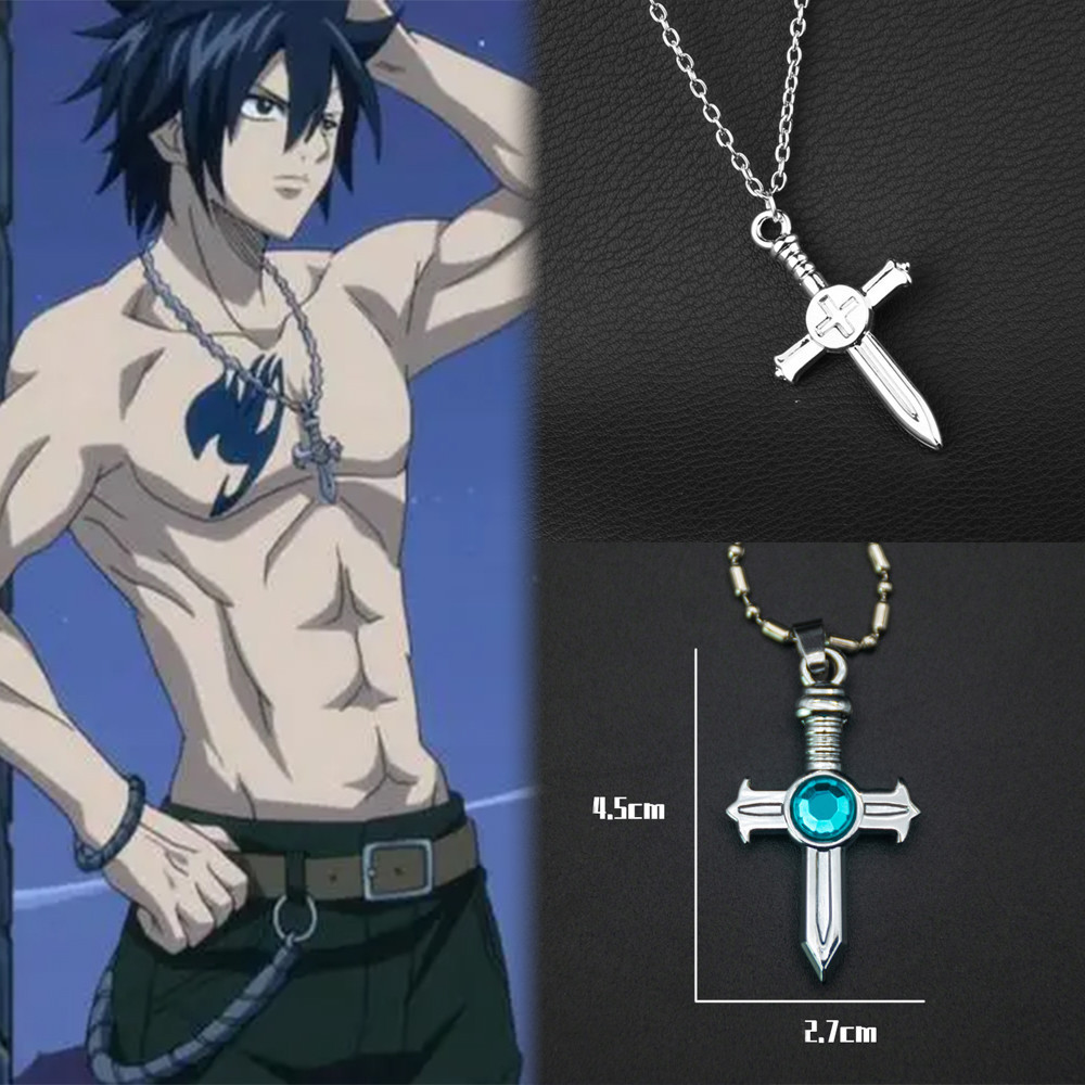 อะนิเมะ FAIRY TAIL สร้อยคอสีเทา Fullbuster Cross Retro จี้ฮาโลวีนชายหญิงคอสเพลย์ Prop อุปกรณ์เสริมของขวัญ