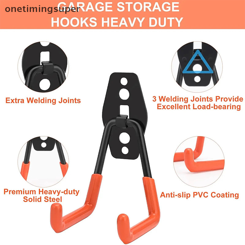 Onetimingsuper Heavy Duty ตะขอโลหะโรงรถ Wall Mount จักรยานตะขอแขวนติดผนัง Anti-slip Hook สําหรับบันไดสวนเครื่องมือ OTP