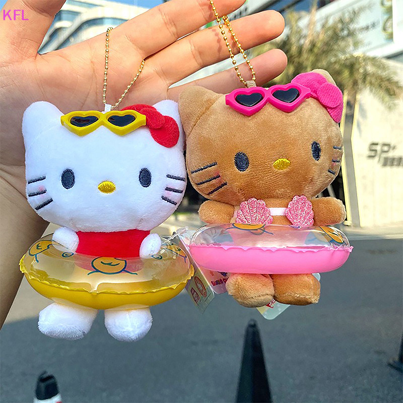 (KFL) Sanrio Plush ยัดตุ๊กตานุ่มพวงกุญแจการ์ตูน Hello Kitty จี้พวงกุญแจกระเป๋าอุปกรณ์ตกแต่งกระเป๋าเป้สะพายหลังสาวของขวัญขายร้อน