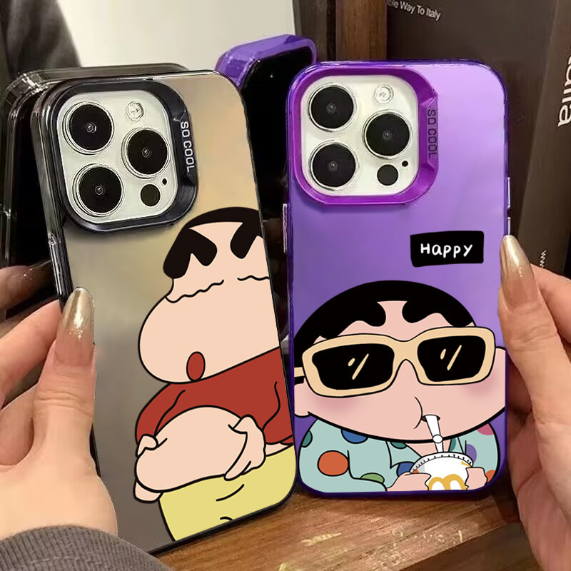สําหรับiphone 15 Pro Max 11 13 14 12 Pro 7 8 Plus XS Max X XR SE2020 2022 น่ารักการ์ตูนCrayon Xiaoxin IMDหรูหราMatte Hardกันกระแทก
