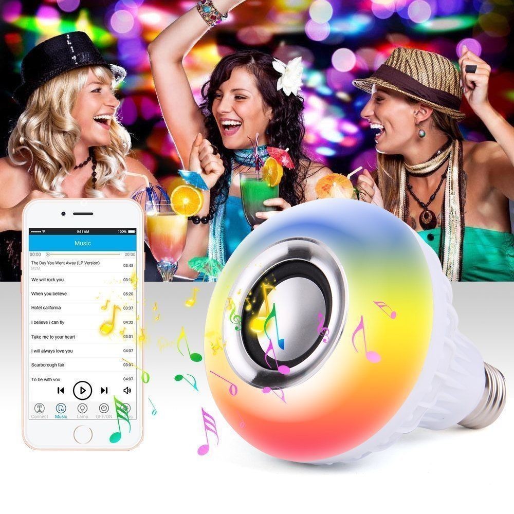 ใหม่บลูทูธหลอดไฟ LED ลําโพงมัลติฟังก์ชั่นแบบพกพาสมาร์ท RGB โคมไฟรีโมทคอนโทรลฟังก์ชั่นเสียงเพลงเล่นเสียงลําโพงไร้สาย Burstod