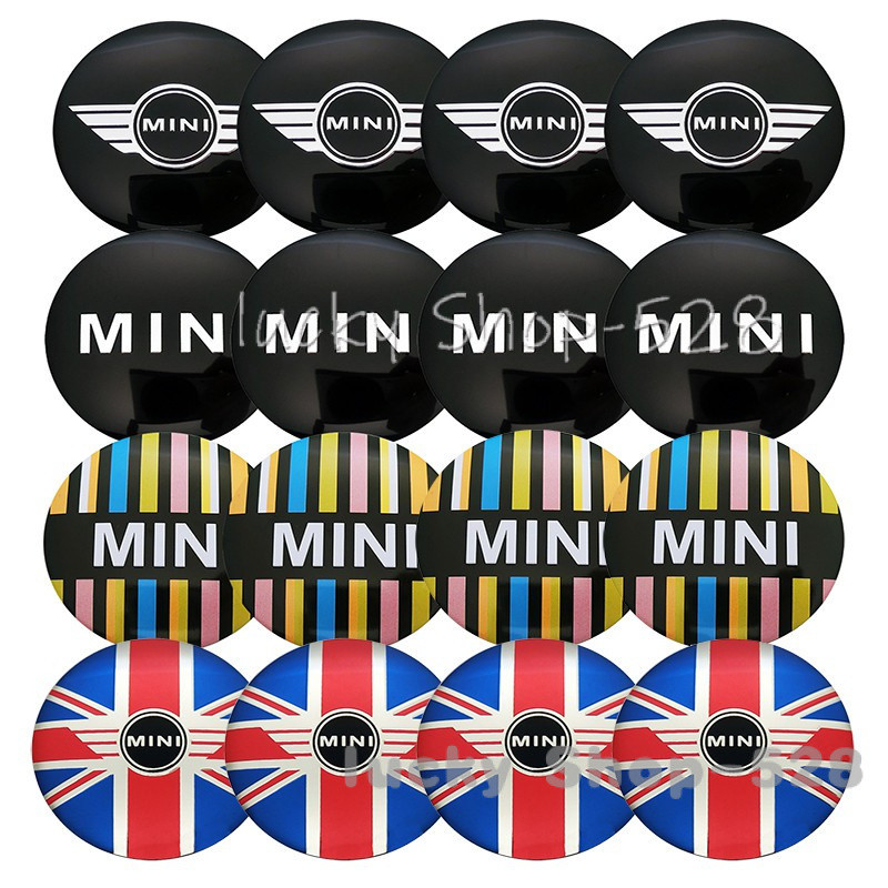 BMW MINI Cooper Flag John Cooper สติกเกอร์ตราสัญลักษณ์ 56 มม. หลากสี สําหรับติดฝาครอบดุมล้อรถยนต์ 4 ชิ้น