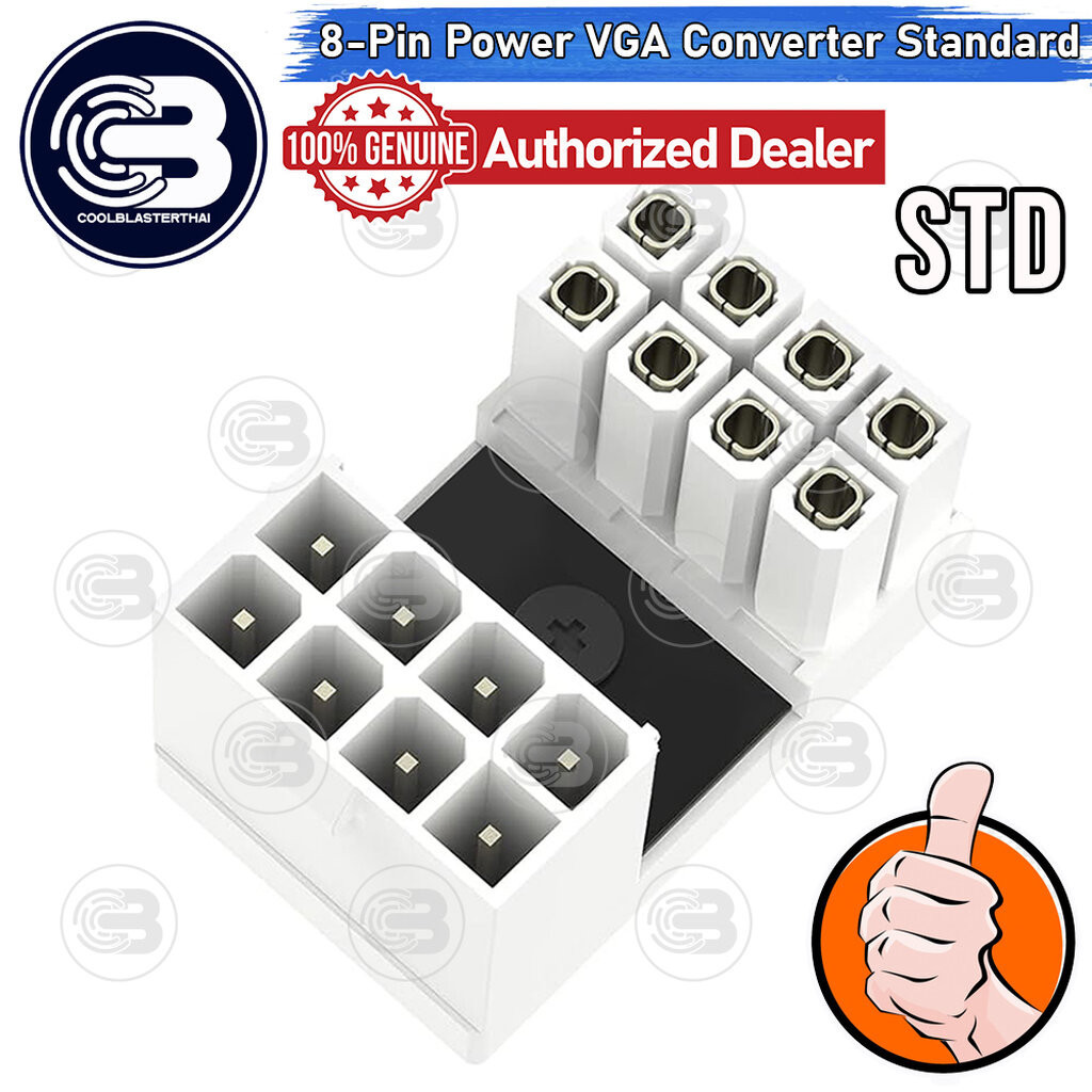 [CoolBlasterThai] Cable Management GPU 8 Pin U-TURN 180 Degree Connector (STANDARD) WHITE