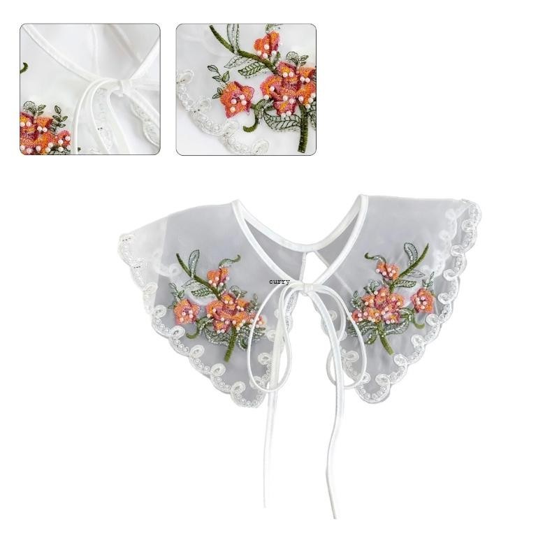 Elegant Lady False Collar เย็บ Applique Necklines ตกแต่งเสื้อเสื้อกันหนาวเย็บปักถักร้อยดอกไม้เท็จ Collar