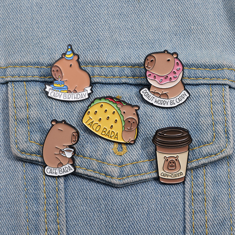 เข็มกลัดโลหะ รูปสัตว์น่ารัก Capybara เครื่องประดับ สําหรับเพื่อน