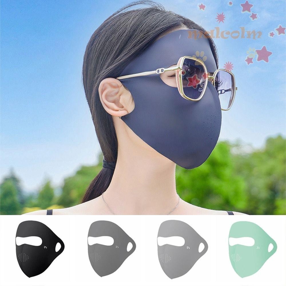 Malcolm Ice Silk Face Cover, Nylon Full-Face UV Face Mask, Versaage ล้างทําความสะอาดได้ UPF 50+ Protection หน้ากากกันแดดผ้าไหมน้ําแข็งแบบใช้ซ้ําได้กลางแจ้ง