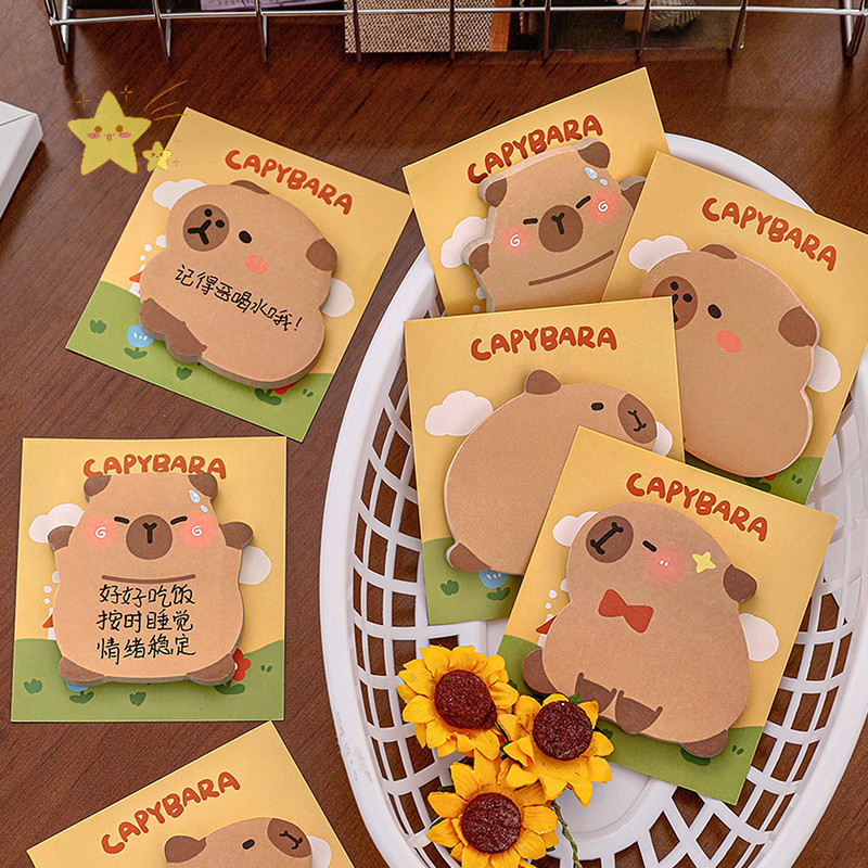 [JBTH] 30 ชิ้นการ์ตูน Kawaii Capybara บันทึกเหนียวรูปพิเศษแบบพกพาทนทานข้อความกระดาษมีกาวในตัวการ์ตูนสร้างสรรค์ Notepad [JB]