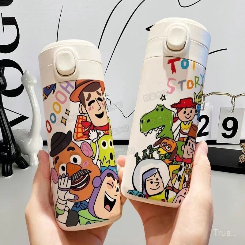 Toy Story ถ้วยเก็บความเย็นฉนวนกันความร้อนน่ารักความจุขนาดใหญ่แบบพกพามูลค่าสูง304แก้วน้ำสแตนเลสสำหรับนักเรียน