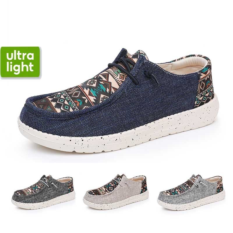 Hey Dude รองเท้าผ้าใบผ้าลินินผู้ชายคุณภาพเดียวกันรองเท้าโลฟเฟอร์ super-light comfy รองเท้าแบบสวม siz