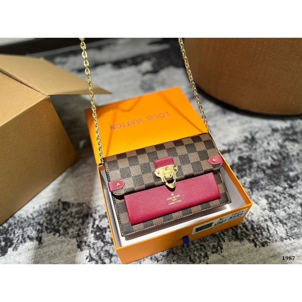 Lv Chain Bag vavin Classic Color Matching Female Bag กระเป๋าสะพายข้าง