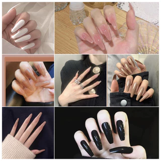 FREE GLUE2026 ใหม่ล่าสุด 24 ชิ้นเล็บฝรั่งเศสเล็บปลอมชุดกาวอะคริลิคเล็บเต็มรูปแบบ COD Balei-wuyou