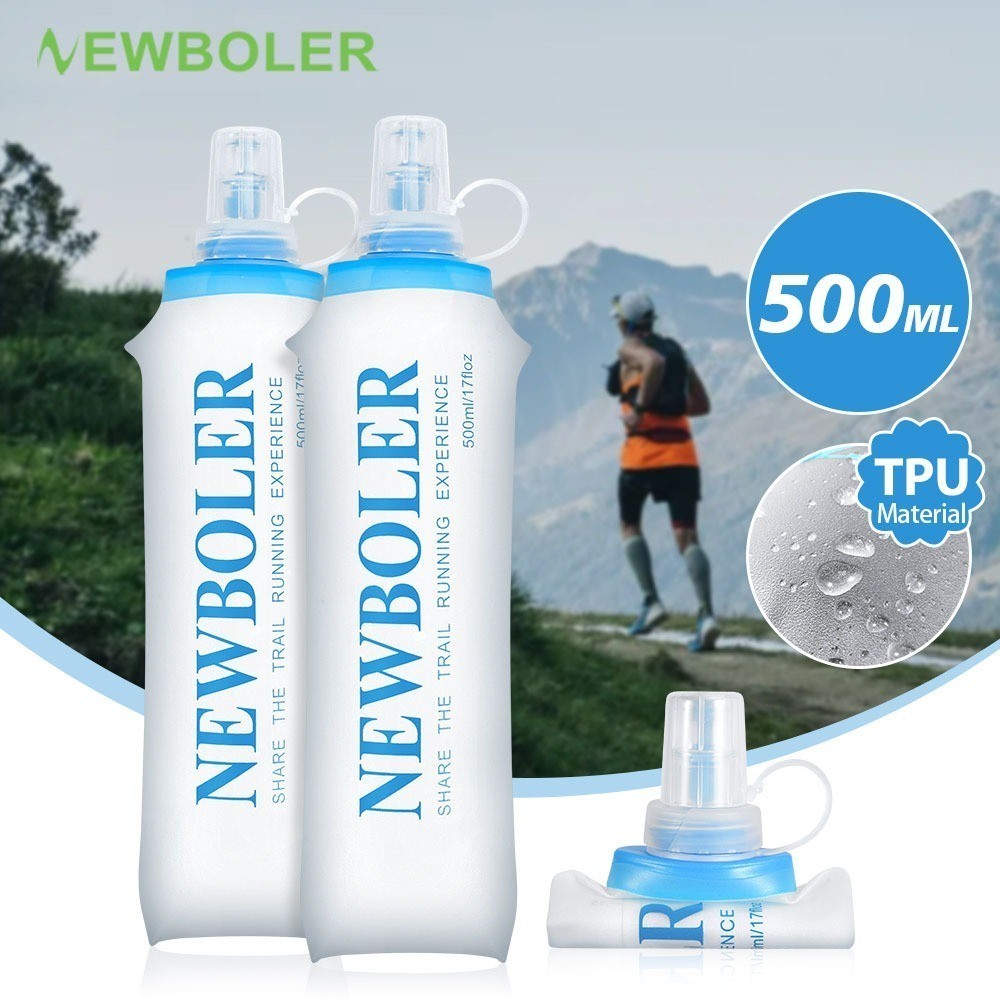 Newboler 500ml ขวดน้ํานุ่ม TPU กระติกน้ํานุ่มวิ่งกีฬาถุงน้ําพับได้