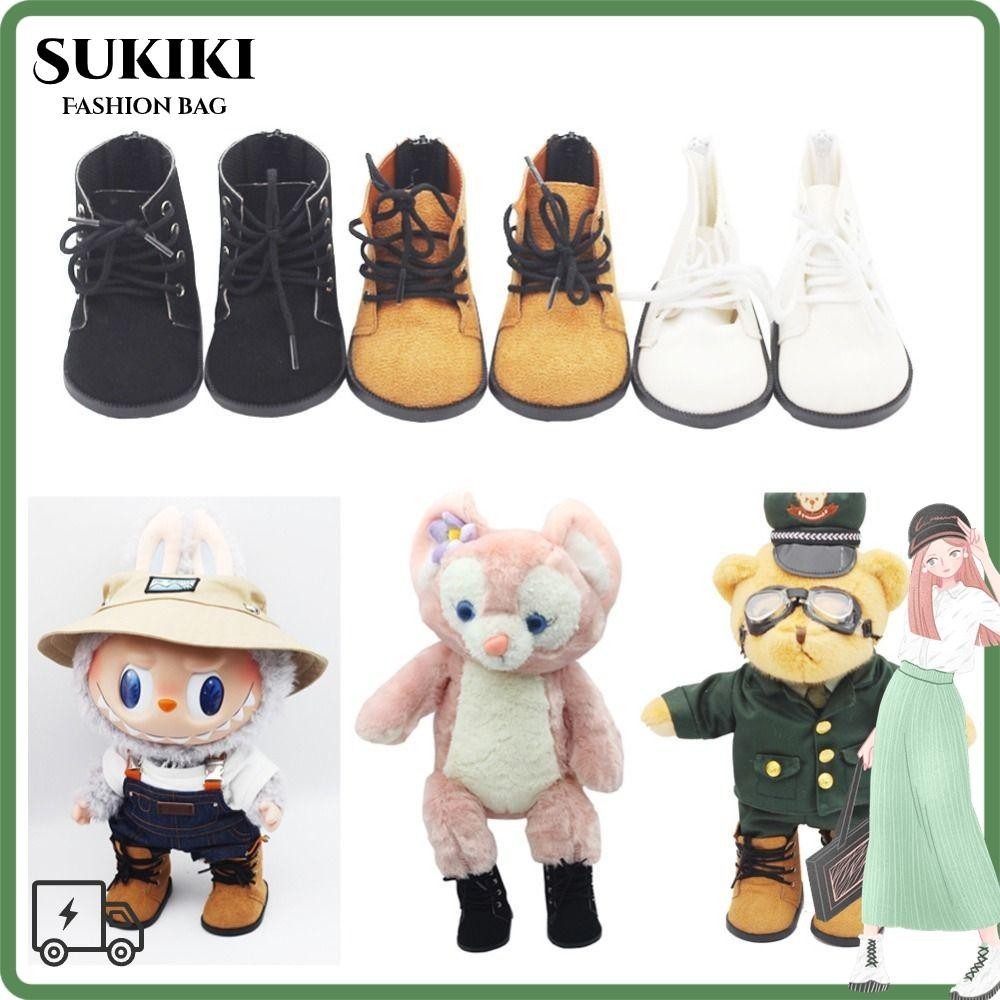 Sukiki 38 ซม. Labubu ตุ๊กตารองเท้า, Labubu Time To Chill Filled ตุ๊กตา BJD Casual Boots รองเท้า, 9x5.5 ซม.40 ซม.ผ้าฝ้ายสีน้ําตาลสีดําสีขาวตุ๊กตาอุปกรณ์เสริมสําหรับ 1 คู่