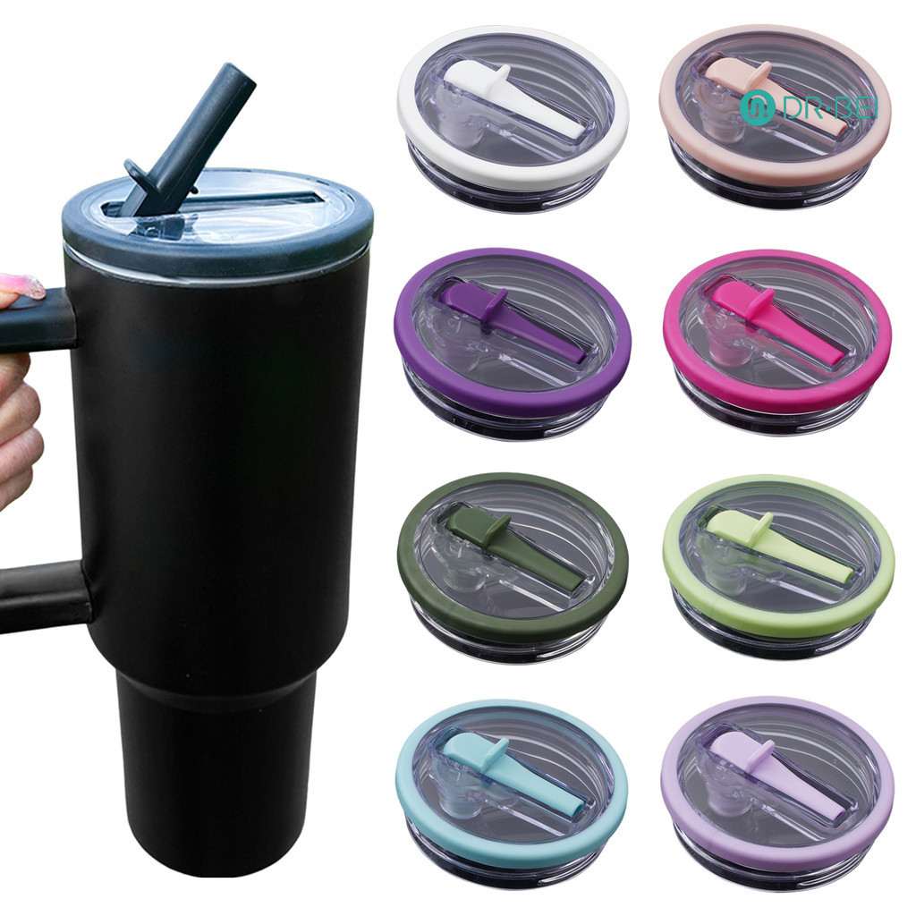 Dr.bei 40oz Tumbler Flip Straw ฝาปิดเปลี่ยน Leak-Proof Splash ทนสําหรับถ้วย BPA-Free ฝาแก้วแบบใช้ซ้ําได้พร้อมหลอดพับ