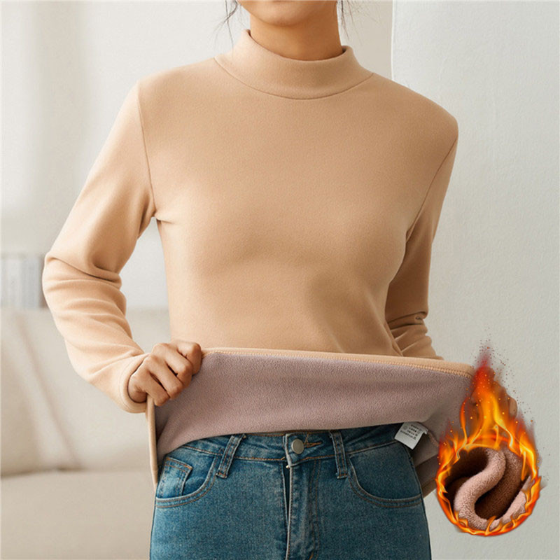 ผู้หญิงคอเต่าpulloversฤดูหนาวthickenกํามะหยี่เรียงรายเสื้อกันหนาวslim Bottomingเสื้อเกาหลีStreetwear Soft Solid Top