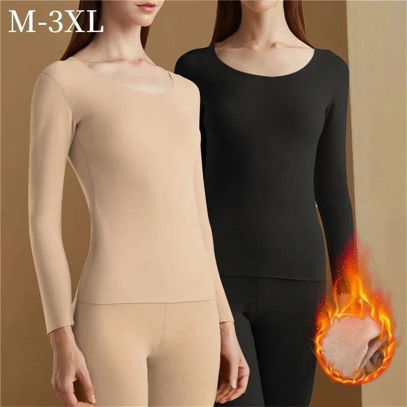 ผู้หญิงชุดชั้นในความร้อน Warm Seamless Slim ความยืดหยุ่นสูง Plus กํามะหยี่ความร้อนเซ็กซี่ชุดชั้นในความร้อนชุด
