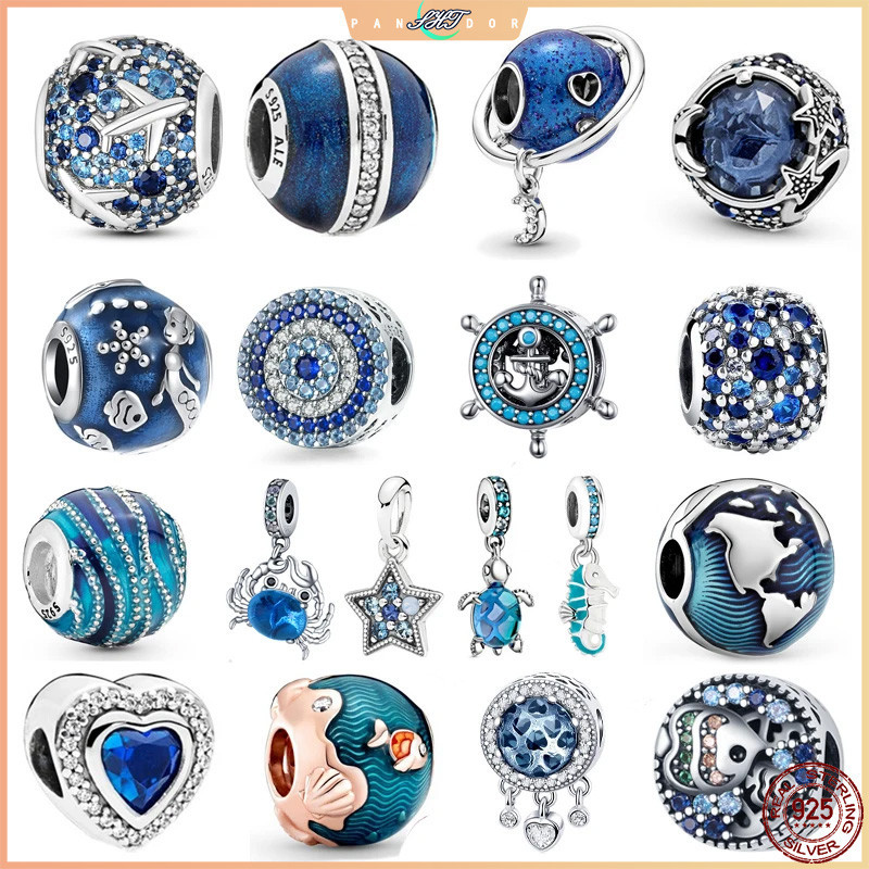 ใหม่Ocean Blue Seaเต่าDangleลูกปัดFit Original Pandora Charmsเงิน925สร้อยข้อมือDIYผู้หญิงเครื่องประดับฤดูร้อนคอลเลกชัน