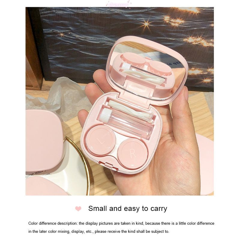 Dreamycandy เคสคอนแทคเลนส์สีทึบ Simple Glossy DIY กล่องใส่คอนแทคเลนส์แบบพกพา