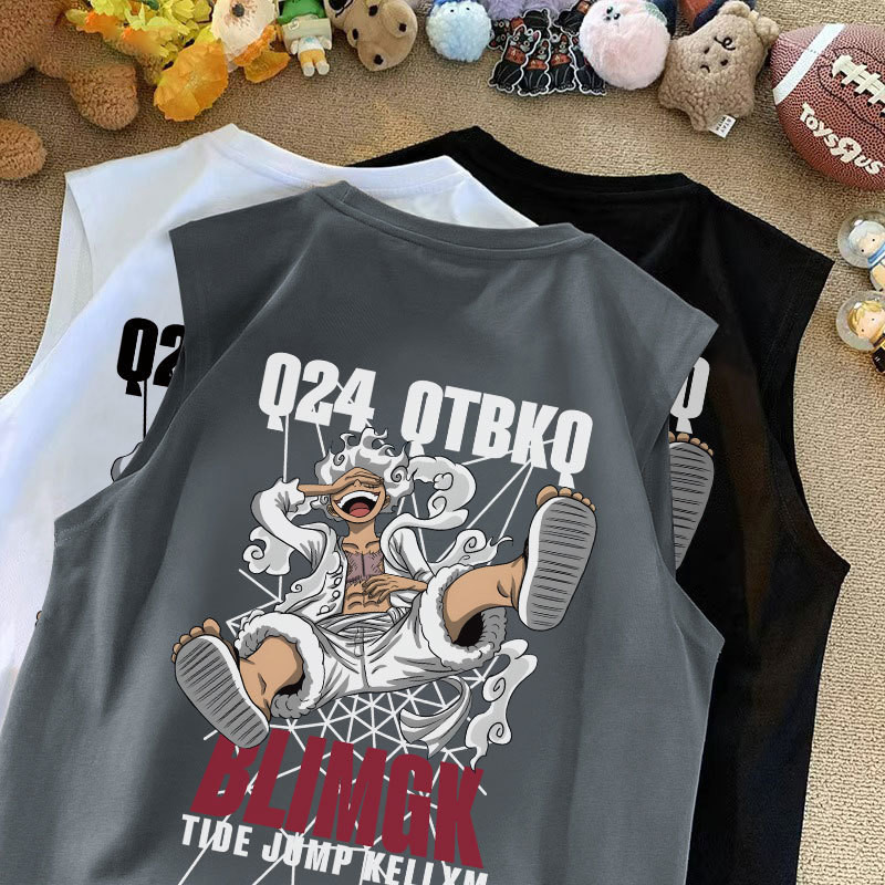 อะนิเมะกีฬาเสื้อกั๊กเสื้อยืดแขนกุดผู้ชาย