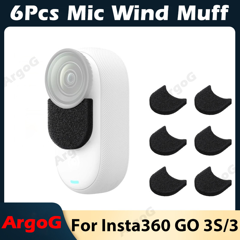 Argog 6 ชิ้น Mic Wind Muff สําหรับ Insta360 GO 3S/GO 3 ลมลดเสียงรบกวนฝาครอบฟองน้ํา Insta360 GO3S อุปกรณ์เสริม