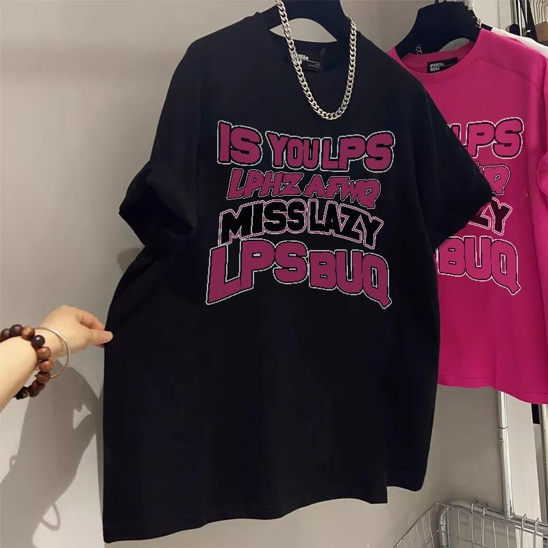 เสื้อยืดแขนสั้นพิมพ์ลายตัวอักษรฤดูร้อน ผ้าฝ้าย 100% เสื้อหลวมผู้หญิง มาใหม่