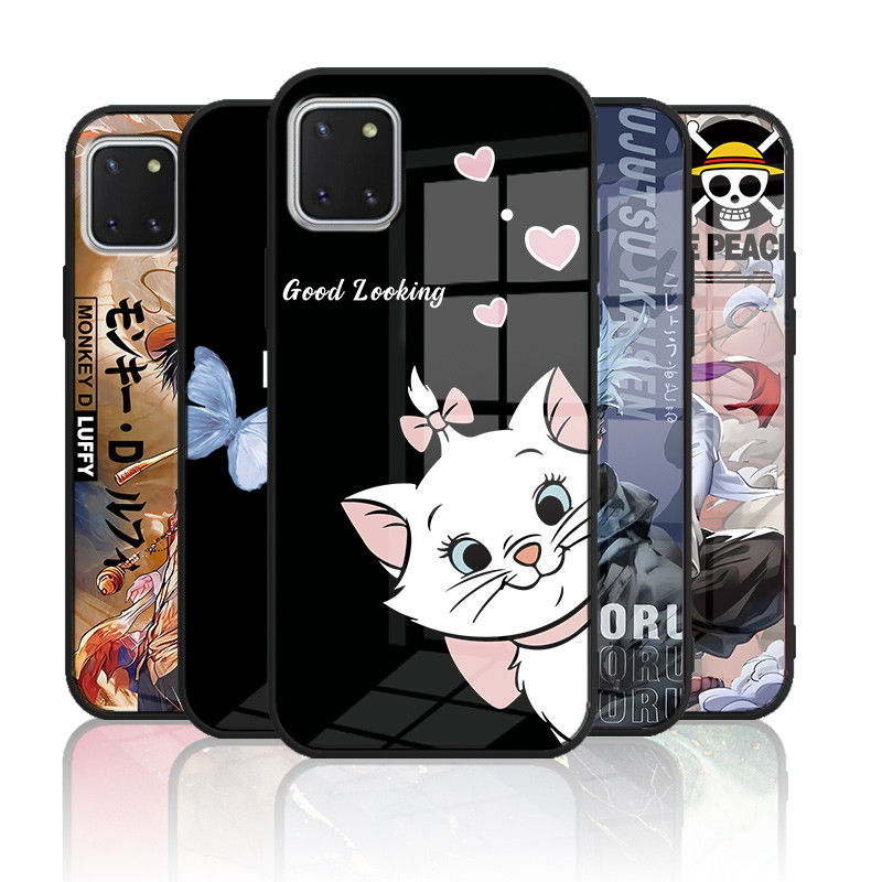 เคสกระจก Samsung galaxy Note 10 lite เคสกระจกนิรภัยฮาร์ดฝาหลังขอบซิลิคอนอ่อน