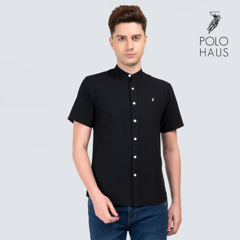 Polo Haus - Mens Cotton Mix Signature Fit Mandarin Collar Short Sleeve MBSS001