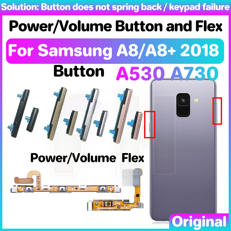 ปุ่มปรับระดับเสียงไฟ Flex สําหรับ samsung a8 plus a8+ 2018 สวิตช์กุญแจด้านข้าง ON OFF Key Mute ปุ่มควบคุมริบบิ้น Flex Cable