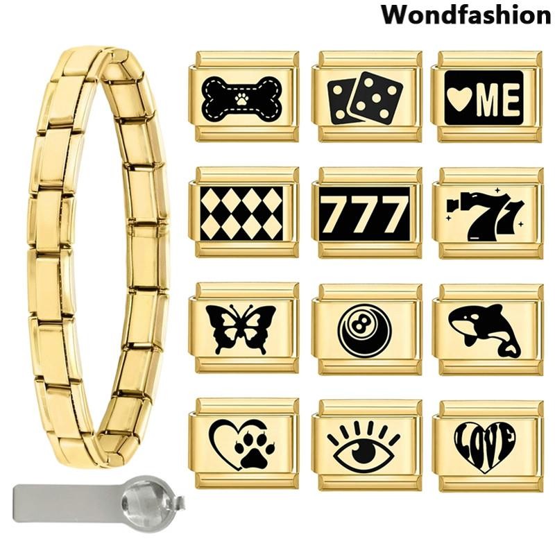 Love Me 777 Cat Paw อิตาเลี่ยน Charm สร้อยข้อมือ Fit 9 มม.สร้อยข้อมือสแตนเลส DIY เครื่องประดับทําอุป